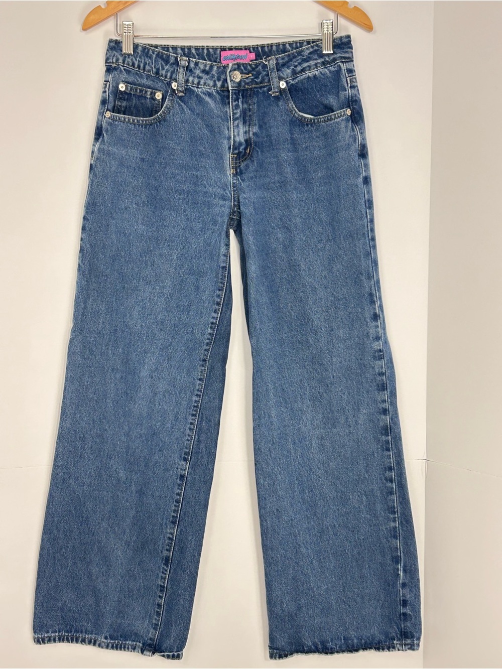 Edikted Women’s Wide Leg Jeans Medium Wash Blue Size M